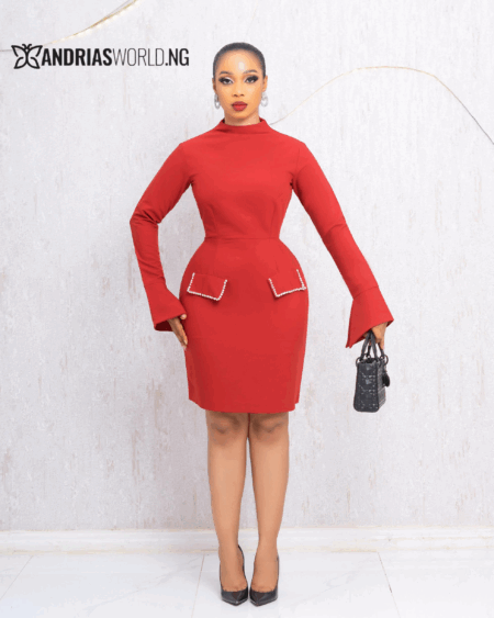 RED LONG SLEEVES MINI DRESS